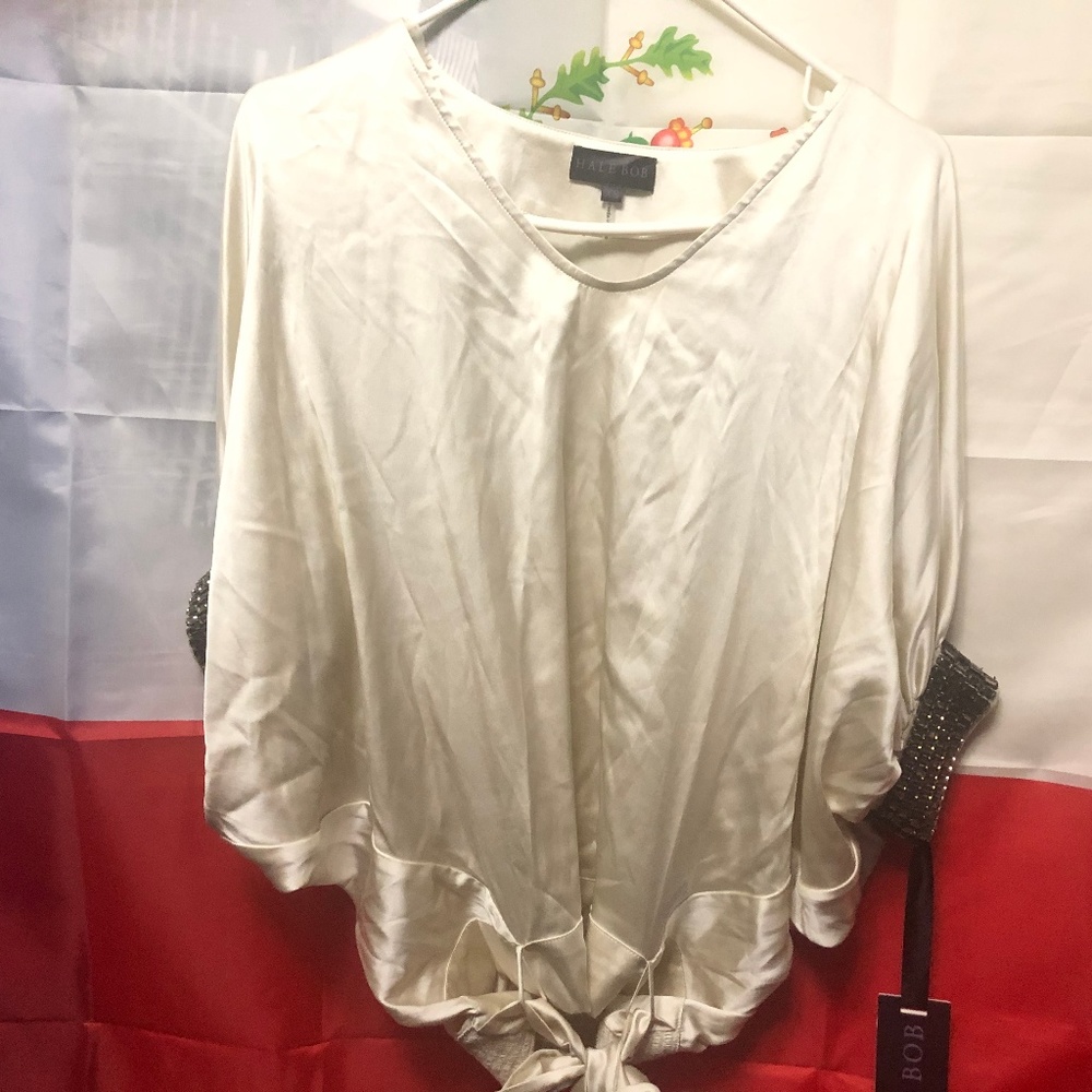 Hale Bob Silk Blouse Jewel Cuffs NWT